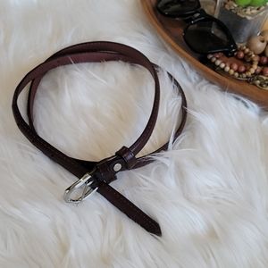 Chocolate Latte Skinny Belt Silver Hardware